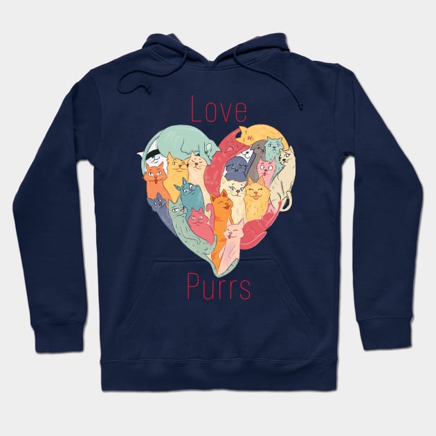 Heart Shaped Cats Love Hoodie by ahstud 